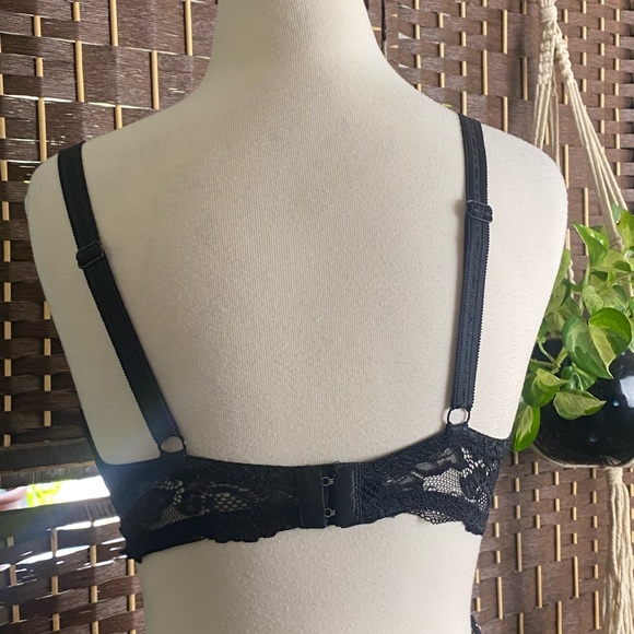 Offer??   Shein black bra stretch lace floral pattern bow adjustable 85D = 38D - Picture 7 of 13